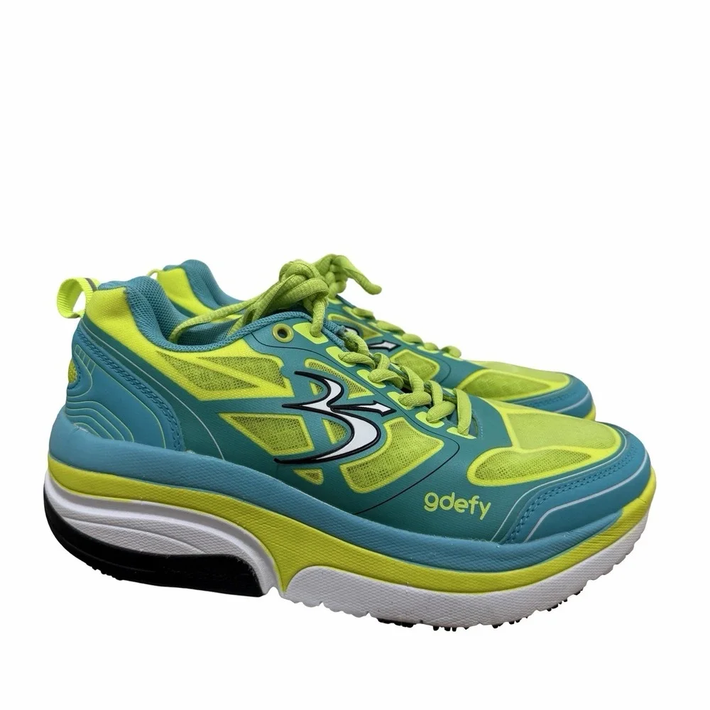 Gdefy Gravity Defyer Stabilization Running Lace Up‎ Shoes Women US 8 Blue Yellow
